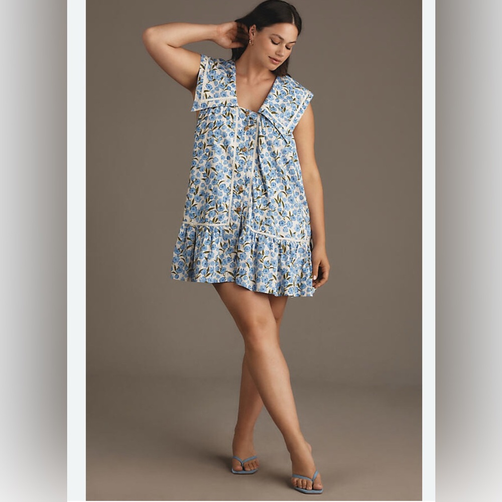 Maeve Anthropologie collared poplin swing tunic dress